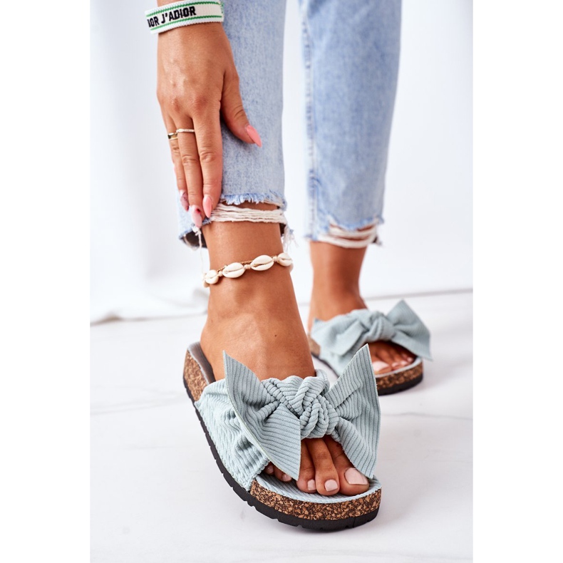 PS1 Sztruksowe Klapki Na Korku Miętowe Summertime zielone 2