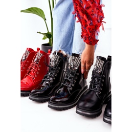 Lakierowane Ocieplane Workery Z Cyrkoniami Czarne Attention 2