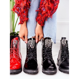 PS1 Lakierowane Ocieplane Workery Z Cyrkoniami Czerwone Attention 1