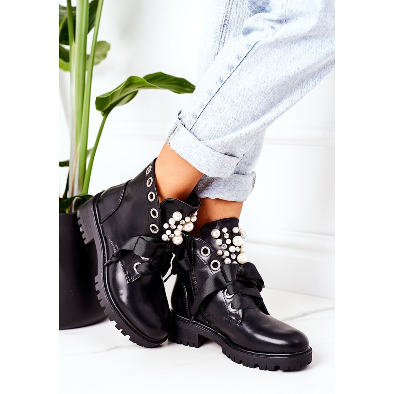 PS1 Ocieplane Workery Z Perełkami Czarne Perla 2