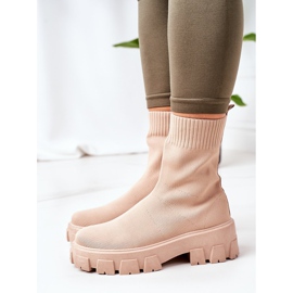 PS1 Workery Z Elastycznej Tkaniny Na Platformie Beżowe Inspiration beżowy 1