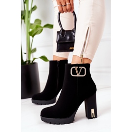 PS1 Ocieplane Botki Na Słupku Czarne Wonderful złoty 2