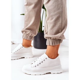 Damskie Trampki Na Platformie Białe Travel Time 1