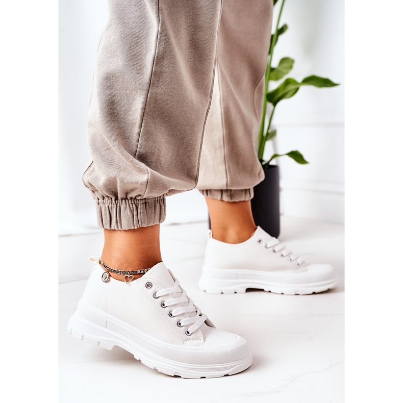 Damskie Trampki Na Platformie Białe Travel Time 2