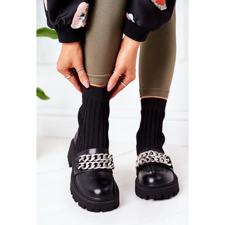 PS1 Botki Workery Z Łańcuchami Czarne Walk This Way 2