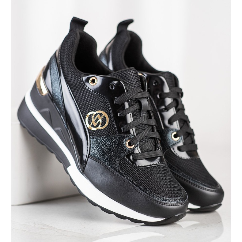 Evento Modne Sneakersy Na Koturnie czarne 1