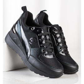 Evento Modne Sneakersy Na Koturnie czarne 1