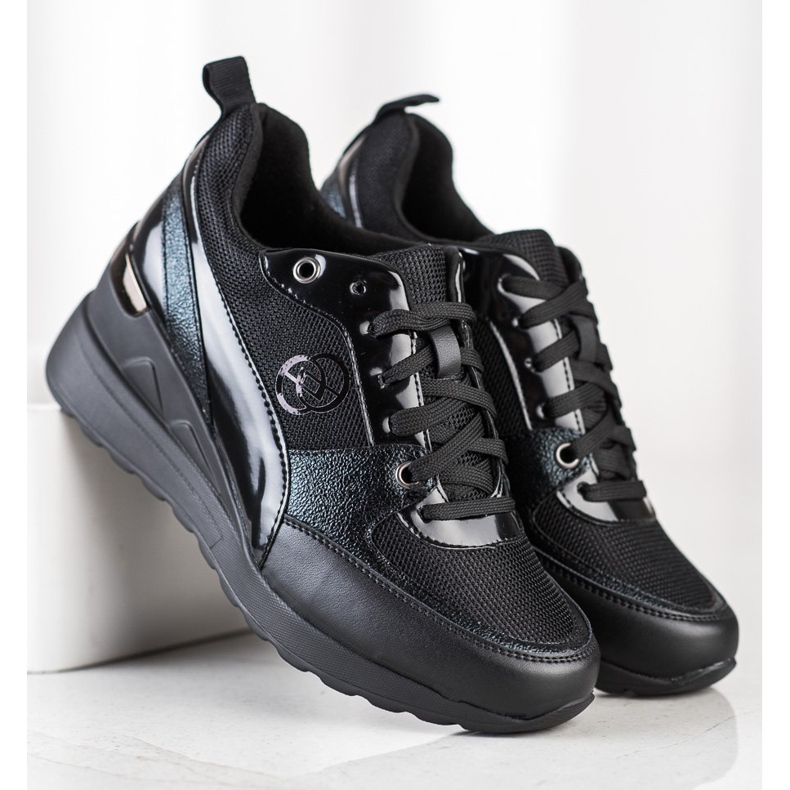 Evento Modne Sneakersy Na Koturnie czarne 1