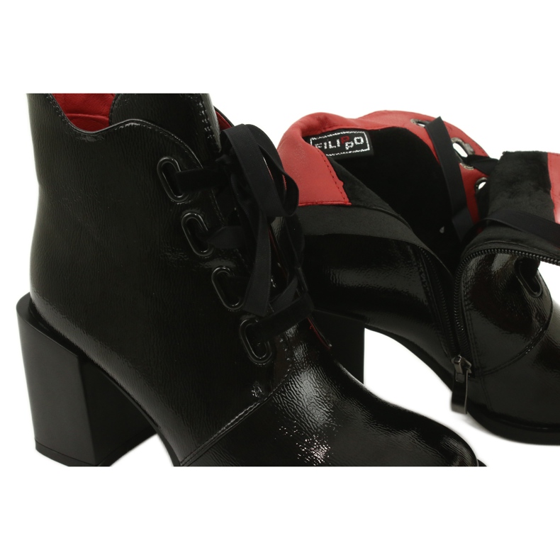 Stylowe Botki na słupku czarne Filippo DBT3109/21 BK 4