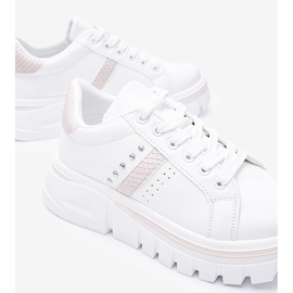 Białe sneakersy z beżowymi dodatkami na wysokiej podeszwie Alasana 2
