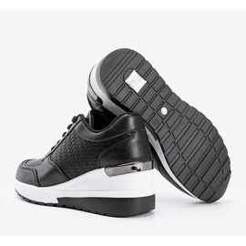 Czarne sneakersy na koturnie z plecionym wzorem Dianne 1