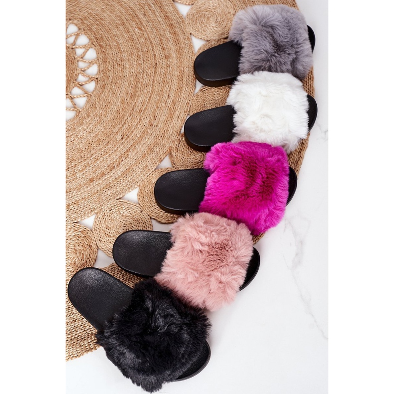 FJ1 Gumowe Klapki Z Futerkiem Szare Soft 1