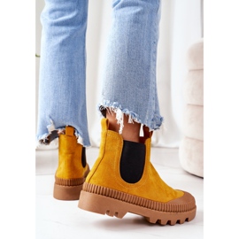 Mulanka Zamszowe Workery Na Platformie Żółte Come With Me 2