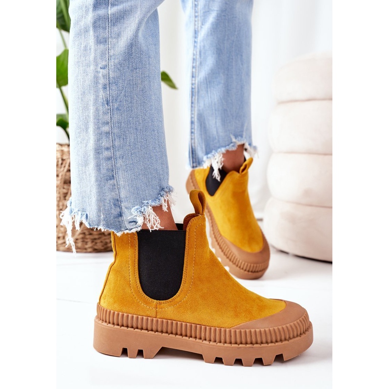 Mulanka Zamszowe Workery Na Platformie Żółte Come With Me 1