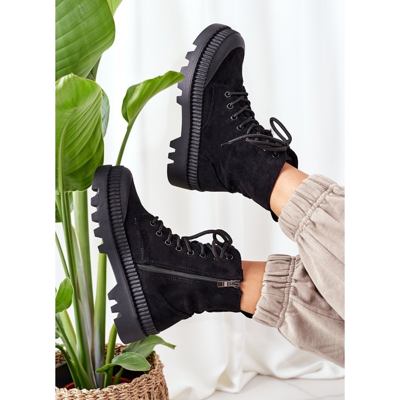 PV1 Zamszowe Workery Na Platformie Czarne Here I Am 1