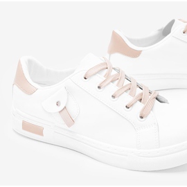 Biało beżowe sneakersy z ozdobną kieszonką Nandina białe 2