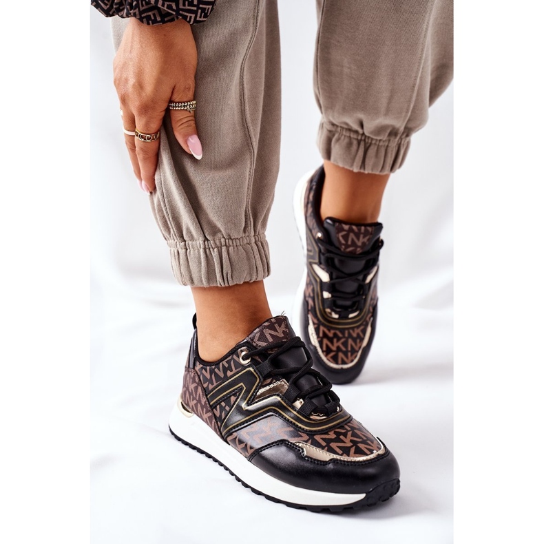 Logowane Sportowe Buty Sneakersy Czarno-Brązowe Always czarne 2