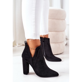 PS1 Ocieplane Botki Na Słupku Czarne Sally 1