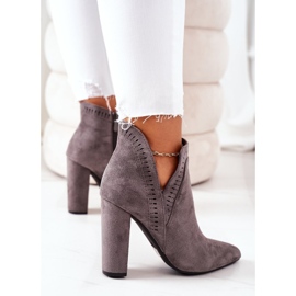 Ocieplane Botki Na Słupku Szare Sally 1