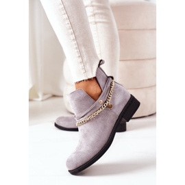 PS1 Zamszowe Botki Z Łańcuszkiem Szare Elvira 2