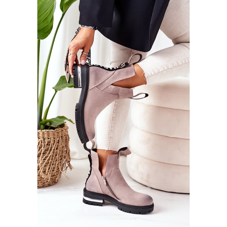 PS1 Ocieplane Botki Sztyblety Z Suwakiem Szare My Way 1