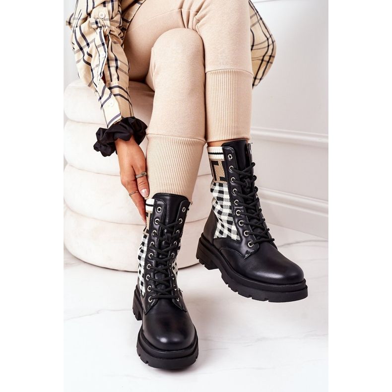 Workery Z Elastycznej Tkaniny Czarne Love Story brązowe 1