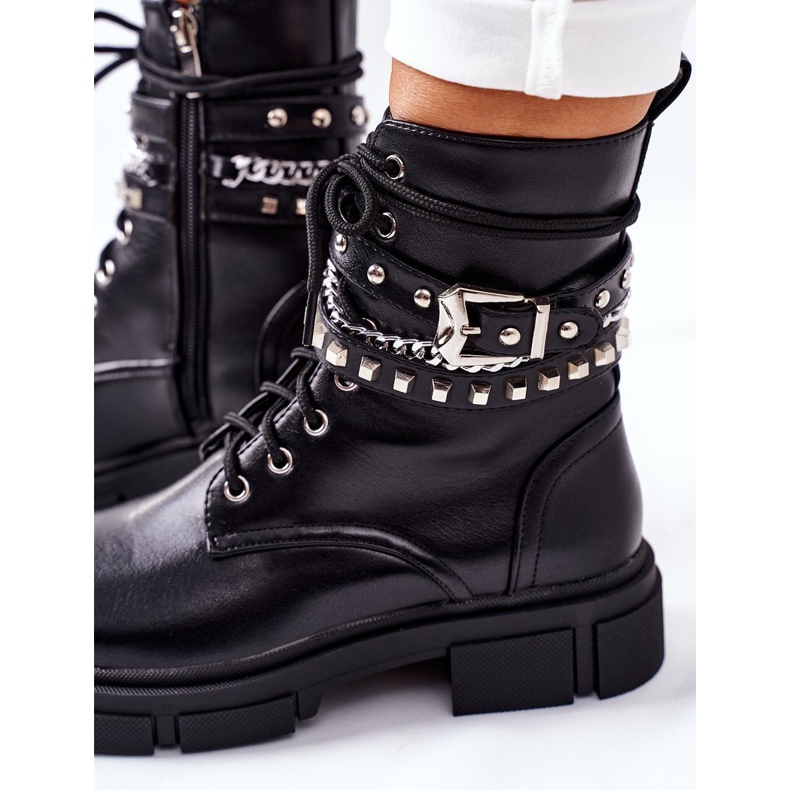 Czarne Workery Botki z Klamrą Grosstick 1