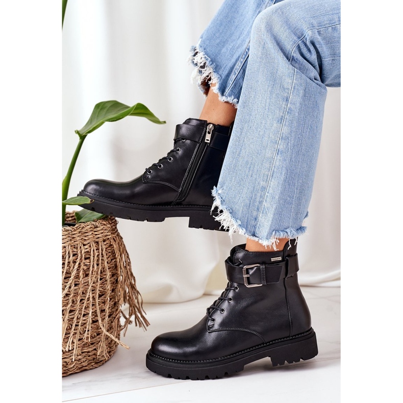 Damskie Ocieplane Workery Cross Jeans EE2R4086C Czarne 2