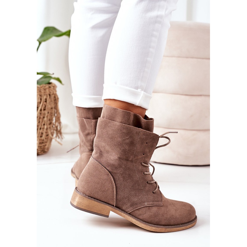 PS1 Botki Z Podwójną Cholewką Jasny Brąz Violetta brązowe khaki 1