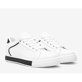 Biało czarne sneakersy z wzorem na cholewce Turandont białe 1