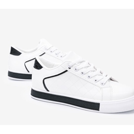 Biało czarne sneakersy z wzorem na cholewce Turandont białe 2