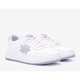 Biało fioletowe sneakersy z gwiazdkami Polja białe 2