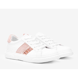 Biało różowe sneakersy na grubej podeszwie Tituana białe 1