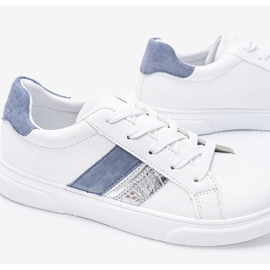 Biało niebieskie sneakersy na grubej podeszwie Tituana białe 2