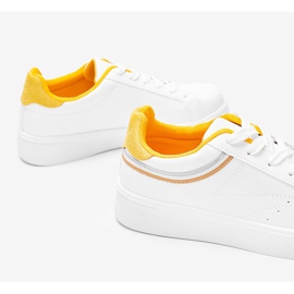 Biało żółte sneakersy na grubej podeszwie Meia białe 1