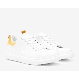 BM Biało żółte sneakersy na grubej podeszwie Influ białe 1