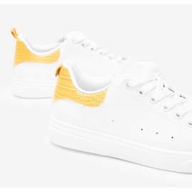 Biało żółte sneakersy na grubej podeszwie Influ białe 2