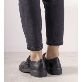 Srebrne półbuty wsuwane z ćwiekami GF-FD9 czarne 2