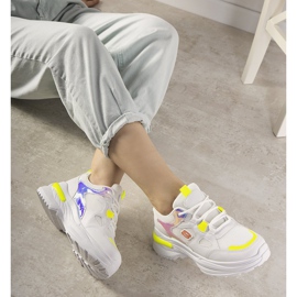 Białe sneakersy z holograficznymi wstawkami Going żółte 1