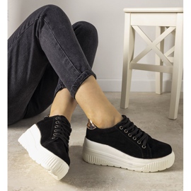 Czarne sneakersy sportowe na wysokiej podeszwie Rapter 1