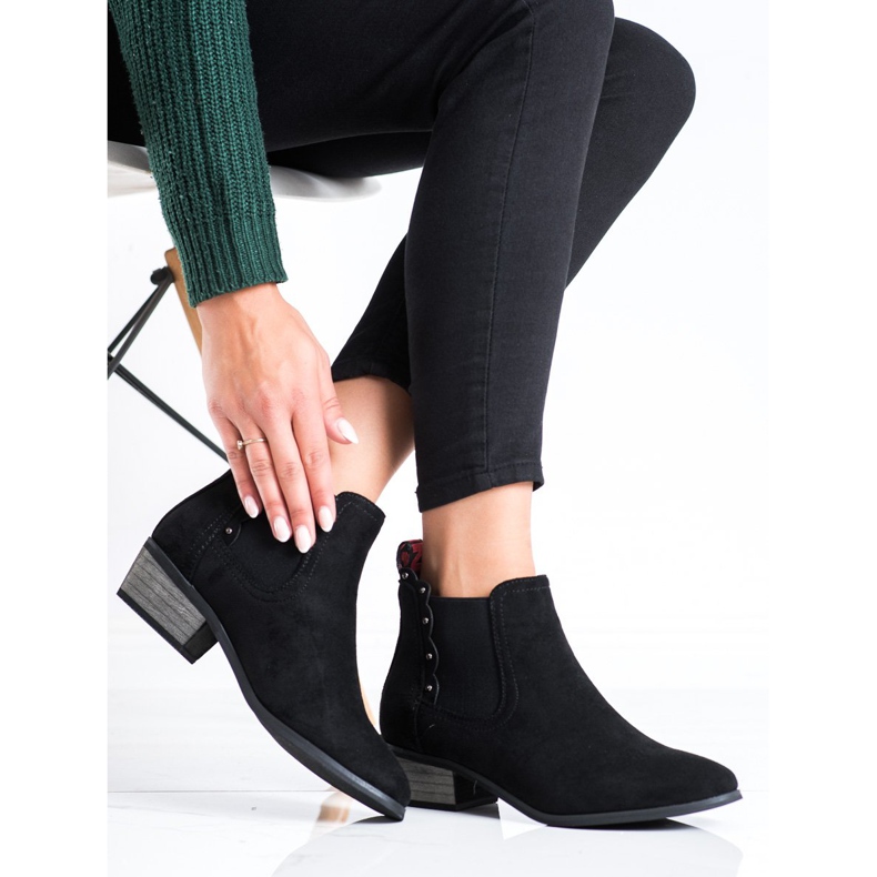 J. Star Czarne Botki Na Niskim Słupku 1