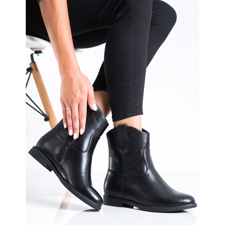 J. Star Czarne Kowbojki Na Koturnie 2