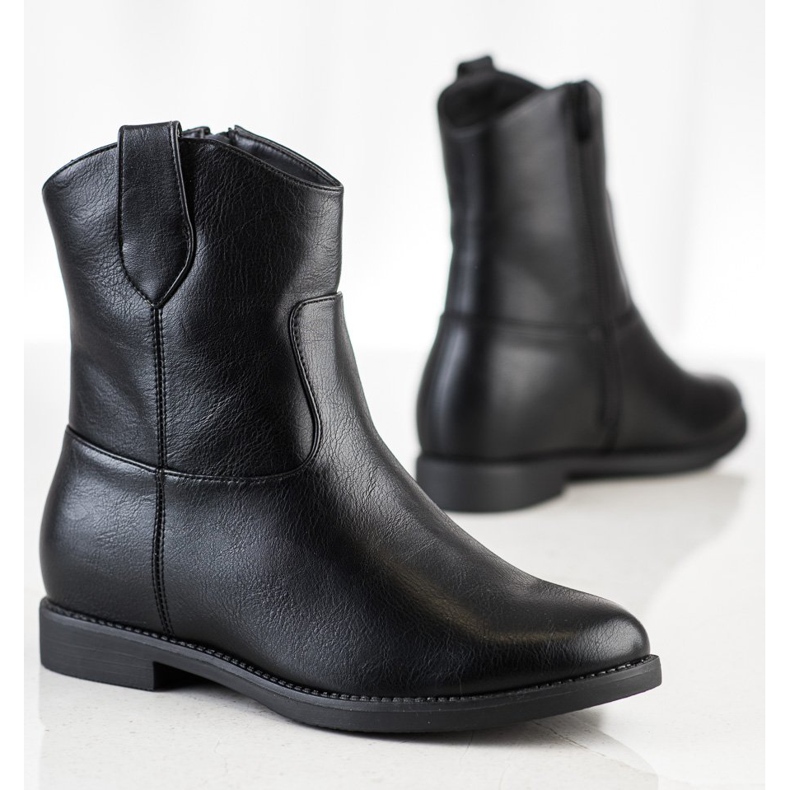 J. Star Czarne Kowbojki Na Koturnie 1