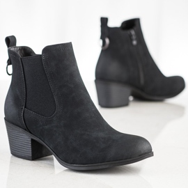 J. Star Wygodne Botki Na Niskim Słupku czarne 1