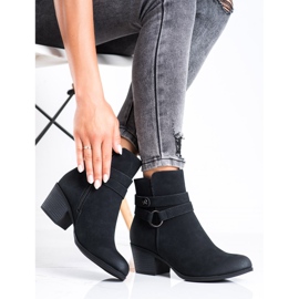 J. Star Botki Z Ozdobnym Paskiem czarne 2