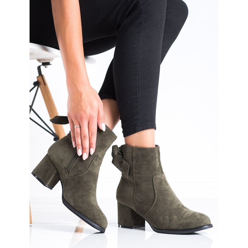 J. Star Botki Khaki Z Ozdobnym Wiązaniem zielone 2