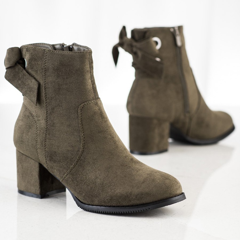 J. Star Botki Khaki Z Ozdobnym Wiązaniem zielone 1