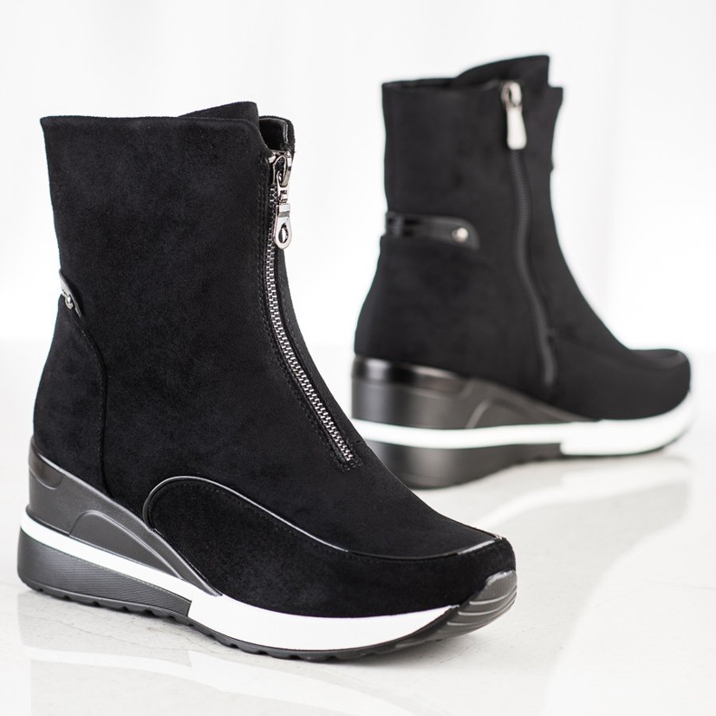 Wysokie Czarne Botki VINCEZA 1