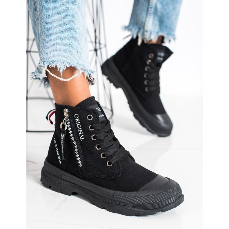 Goodin Trampki Z Ozdobnym Suwakiem czarne 2