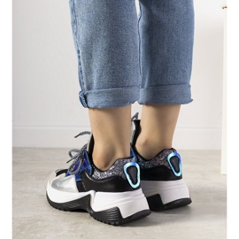 Srebrne sneakersy na wysokiej podeszwie Spring czarne srebrny 1